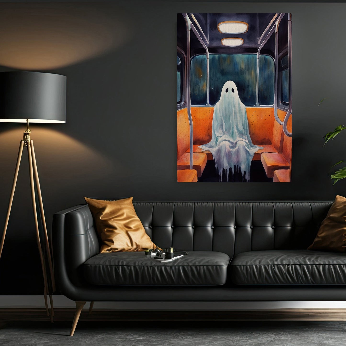 Alone Ghost In Subway Halloween Canvas Painting, Wall Art Decor - Dark Ghost Halloween Poster Gift