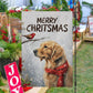 Merry Christmas Dog & Bird, Golden Retriever Xmas Garden Flag & House Flag, Christmas Flag Gift For Golden Retriever Dog Lovers