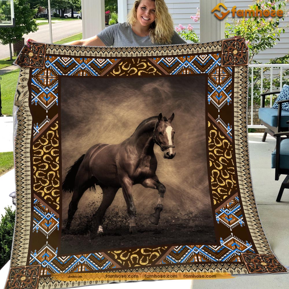 Horse Blanket, Pattern Alone Strong Horse, Horse Fleece Blanket - Sherpa Blanket Gift For Horse Lover