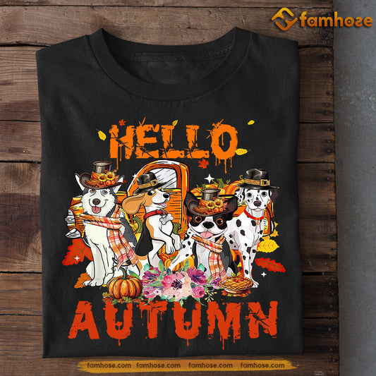 Dog Thanksgiving T-shirt, Hello Autumn, Gift For Dog Lovers, Dog Owners, Dog Tees