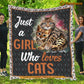 Cat Blanket, Just A Girl Who Loves Cats Fleece Blanket - Sherpa Blanket Gift For Cat Lover, Cat Owners