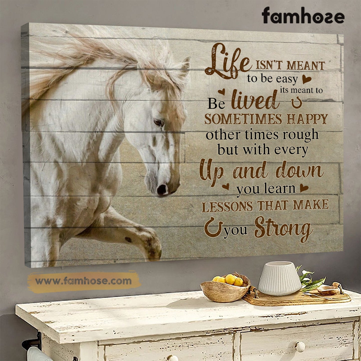 Horse Poster/Canvas, Life Isn't Meant To Be Easy Sometimes Happy Up And Down, Horse Canvas Wall Art, Poster Gift For Horse Lovers