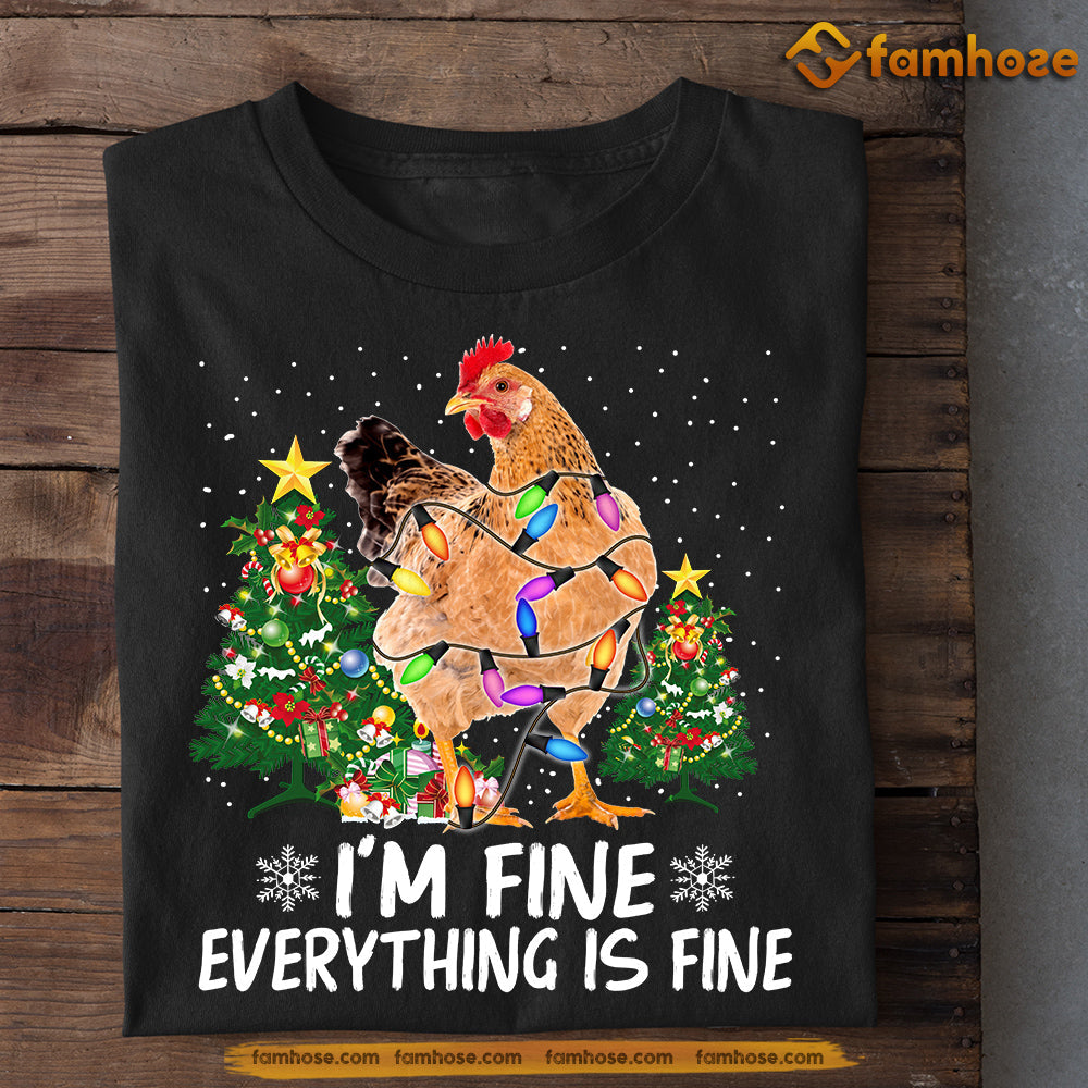 Chicken Christmas T-shirt, I'm Fine Everything Is Fine, Gift For Chicken Lovers, Chicken Tees, Farmers Tees