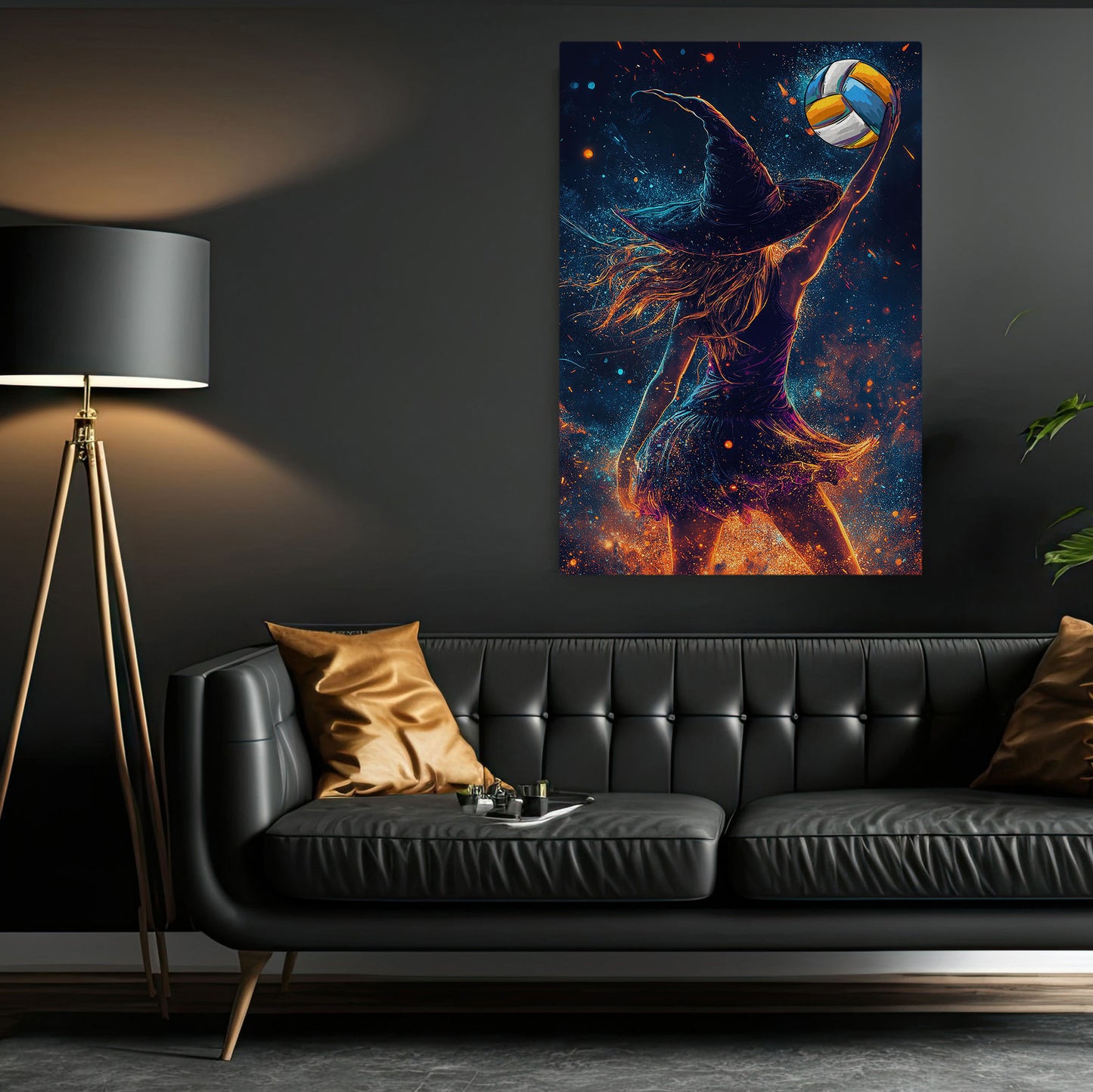 Magical Spike Canvas Painting, Spooky Season Wall Art Decor, Halloween Poster Gift For Volleyball Lovers