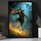 Scarecrow Plays Basketball, Basketball Canvas Painting, Spooky Season Wall Art Decor, Halloween Poster Gift For Basketball Lovers