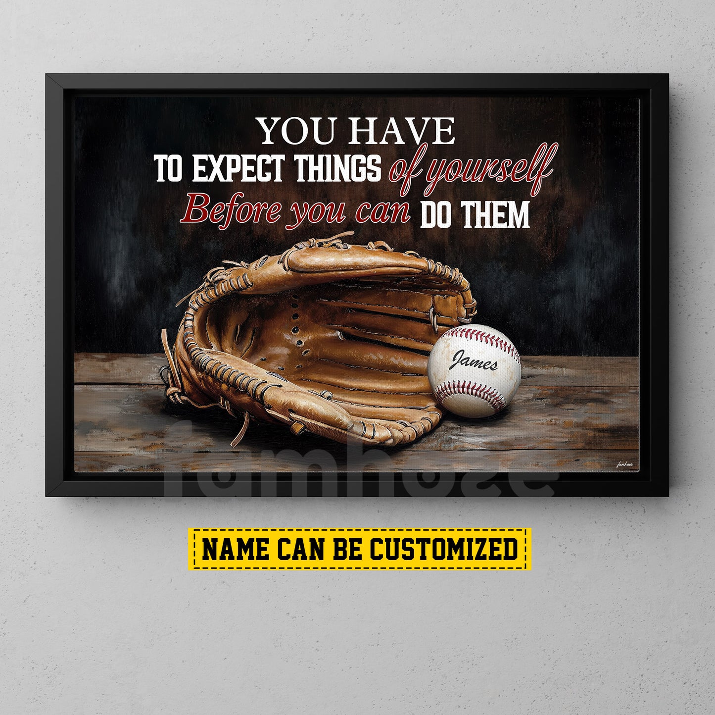 Personalized Baseball Canvas Painting, You Have To Expect Things Of Yourself Sport Wall Art Decor, Poster Gift For Baseball Lovers