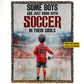 Personalized Soccer Boy Fleece Blanket, Just Born With Soccer In Their Souls Woven Blanket, Cool Sherpa Blanket Gift For Kids, Soccer Lovers