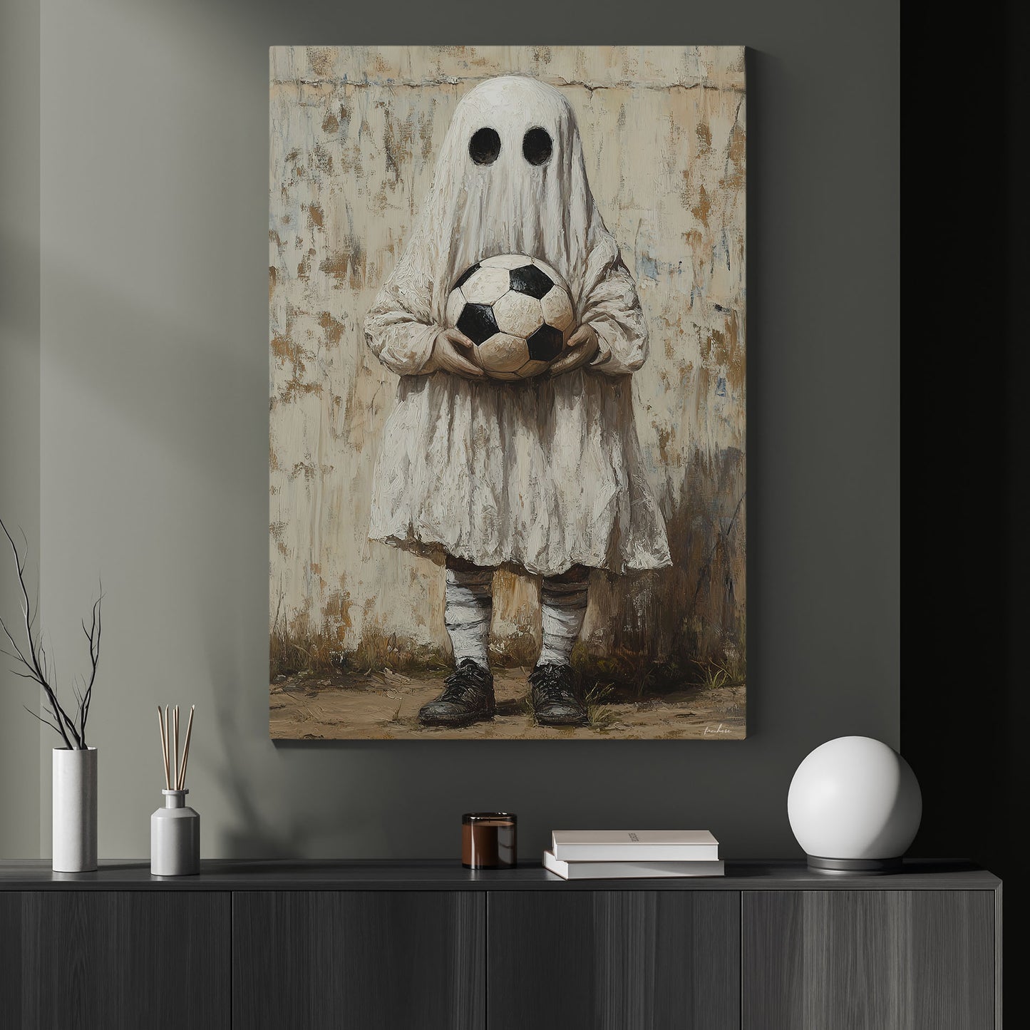 The Haunting Of The Pitch, Soccer Canvas Painting, Spooky Season Wall Art Decor, Halloween Poster Gift For Soccer Lovers