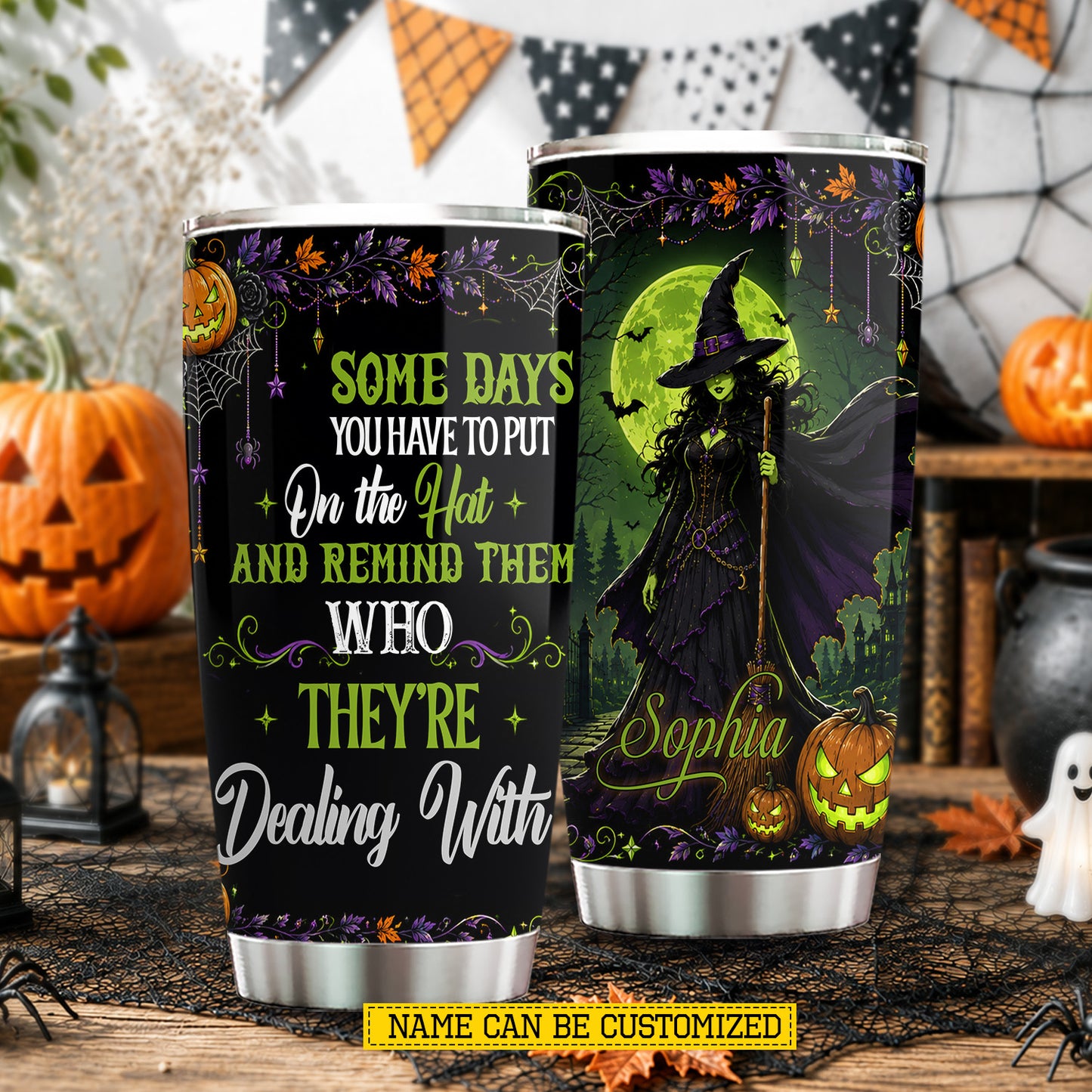 Personalized Halloween Witch Tumbler, Remind Them Who They’re Dealing With Stainless Steel Tumbler Spooky Season Gift For Witch Lover