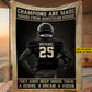 Motivational Personalized Football Boy Fleece Blanket, Champions Are Made From Something Woven Blanket, Cool Sherpa Blanket Gift For Football Lovers