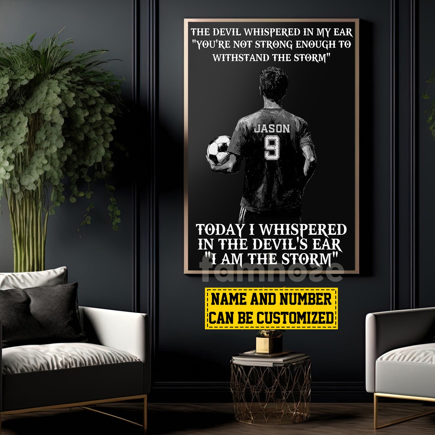 Cool Personalized Soccer Boy Canvas Painting, I Am The Storm Sport Wall Art Decor, Poster Gift For Soccer Lovers
