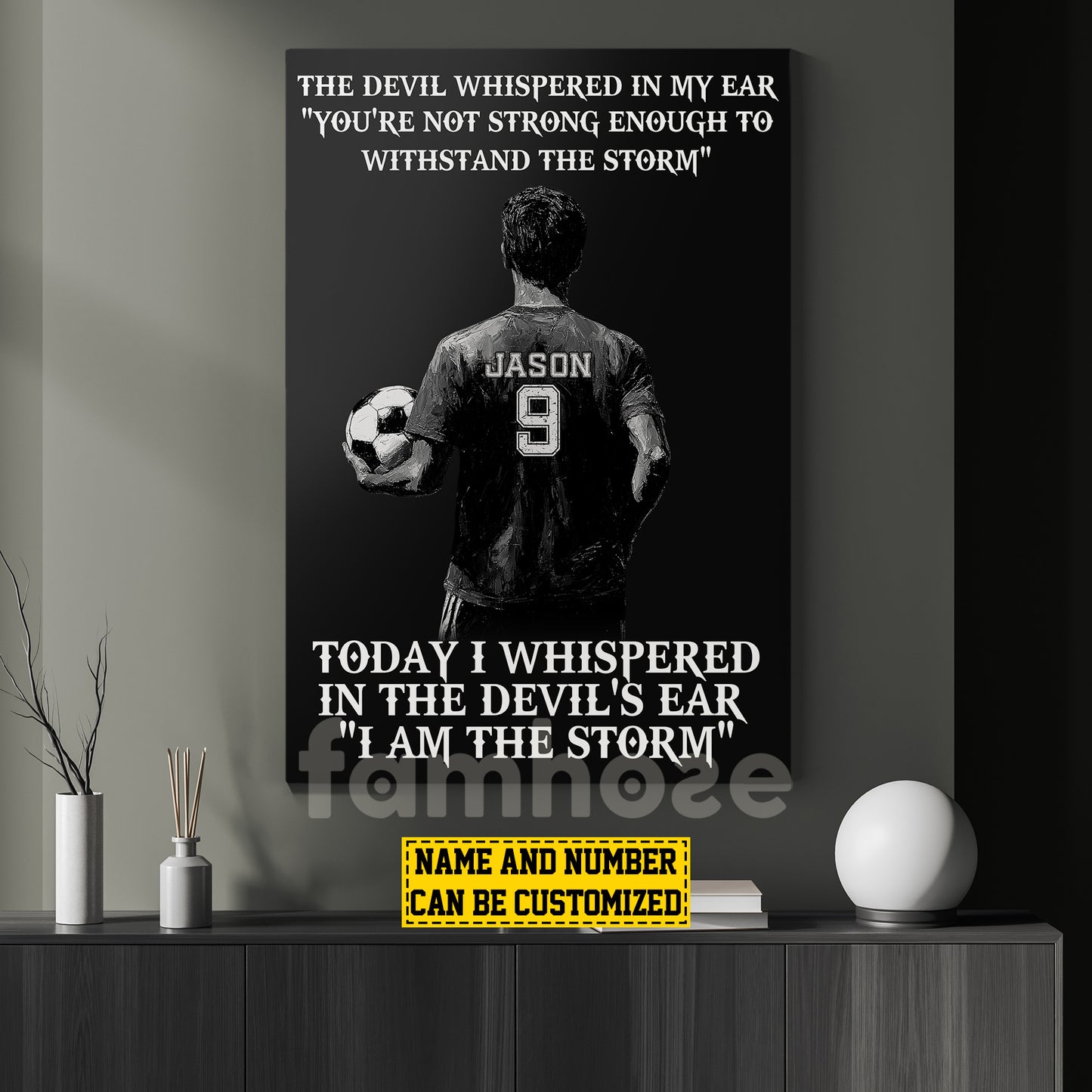 Cool Personalized Soccer Boy Canvas Painting, I Am The Storm Sport Wall Art Decor, Poster Gift For Soccer Lovers