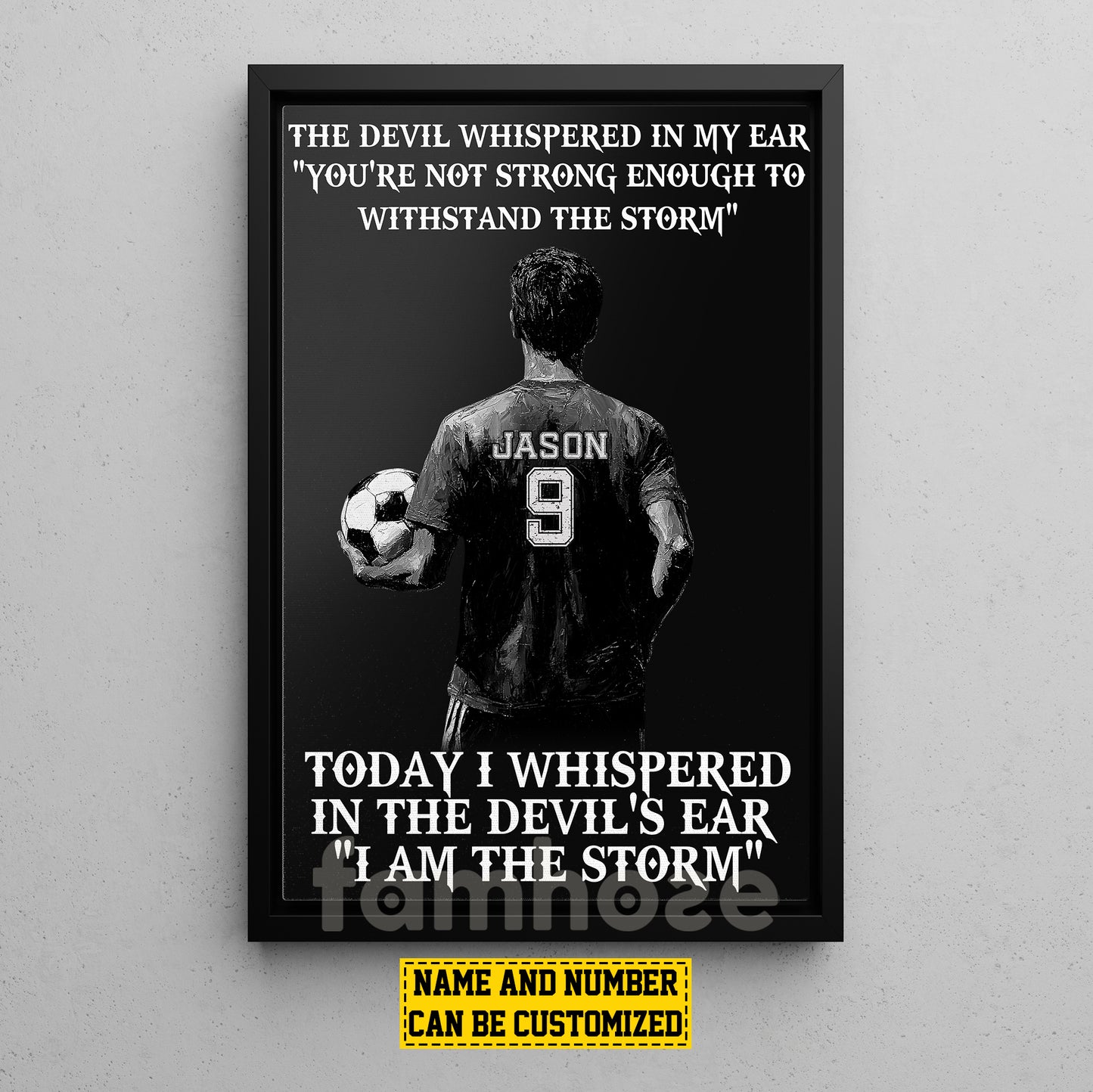 Cool Personalized Soccer Boy Canvas Painting, I Am The Storm Sport Wall Art Decor, Poster Gift For Soccer Lovers