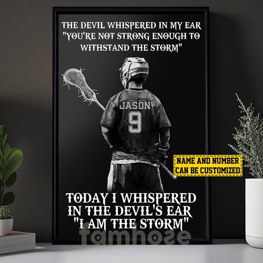 Cool Personalized Lacrosse Boy Canvas Painting, I Am The Storm Sport Wall Art Decor, Poster Gift For Lacrosse Lovers