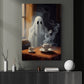 Vintage Ghost In Tea Party Canvas Art Print - Dark Surreal Gothic Boo Ghost Halloween Wall Decor