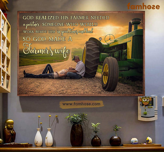 Valentine Farm Poster & Canvas, Someone Who Would Work Beside Him God Made A Farmer's Wife, Farmer Canvas Wall Art, Poster Gift For Farm Lovers