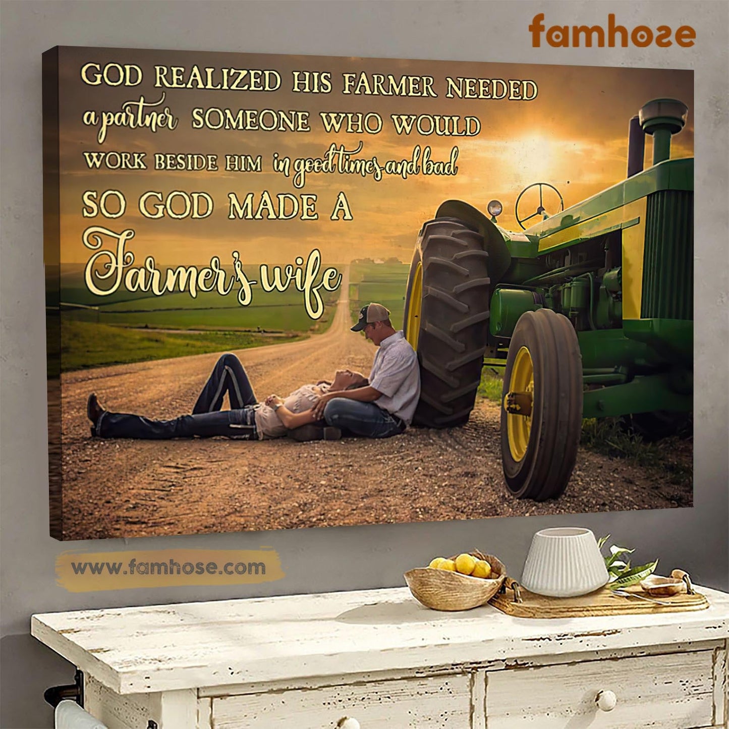 Valentine Farm Poster & Canvas, Someone Who Would Work Beside Him God Made A Farmer's Wife, Farmer Canvas Wall Art, Poster Gift For Farm Lovers