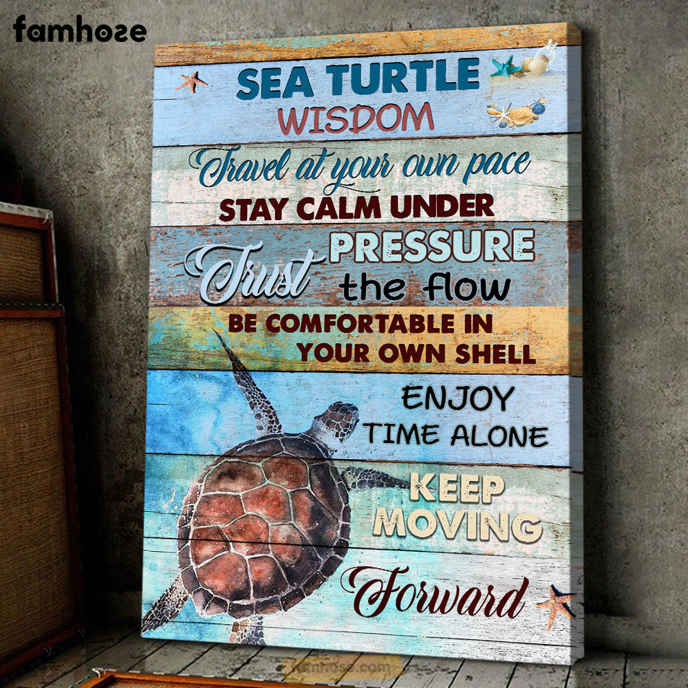 Turtle Poster/Canvas, Travel At Your Own Pace Stay Calm Under, Turtle Canvas Wall Art, Poster Gift For Turtle Lovers