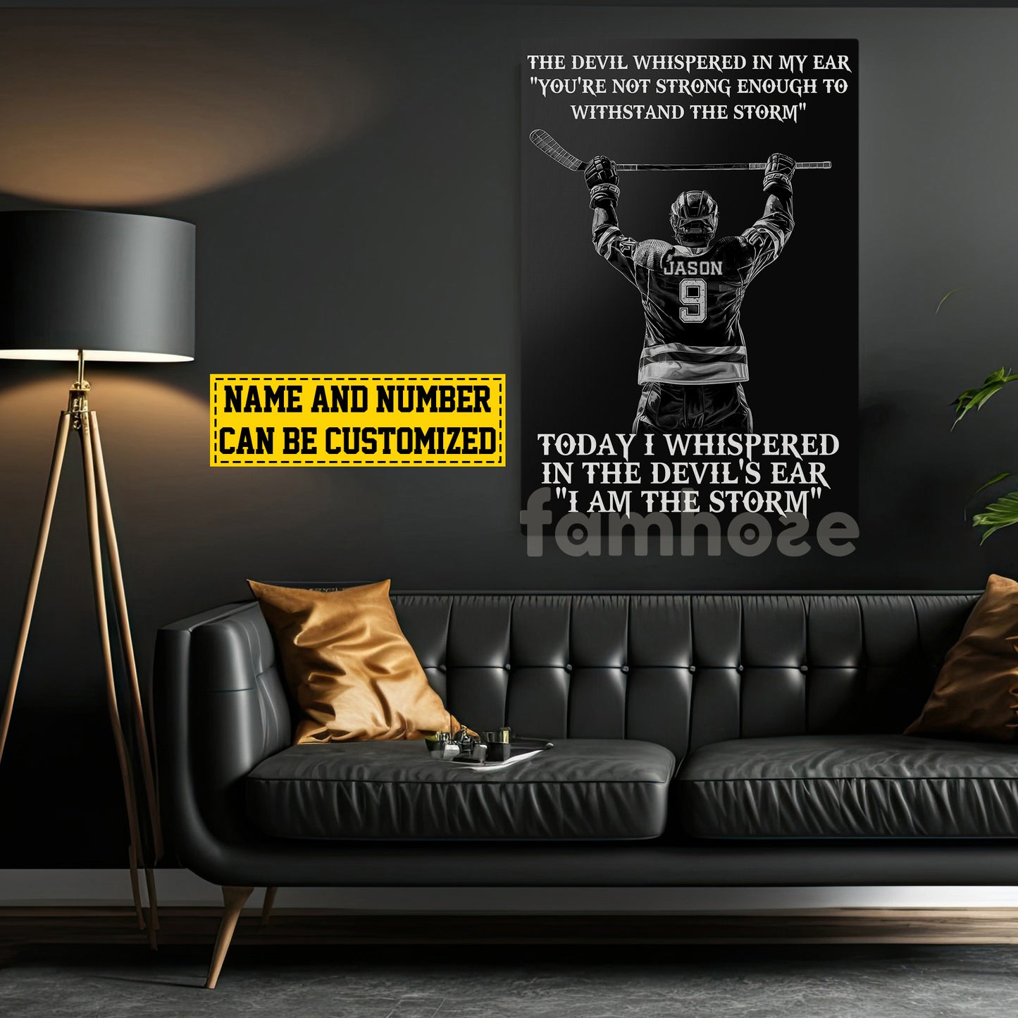 Cool Personalized Hockey Boy Canvas Painting, I Am The Storm Sport Wall Art Decor, Poster Gift For Hockey Lovers