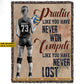 Motivational Personalized Volleyball Girl Fleece Blanket, Practice Like You Have Never Won Sport Woven Blanket, Cozy Sherpa Blanket Gift For Volleyball Lovers