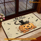 Halloween Black Cat Doormat, Welcome Cats In A Pumpkin, Housewarming Gift, Doormat Decor