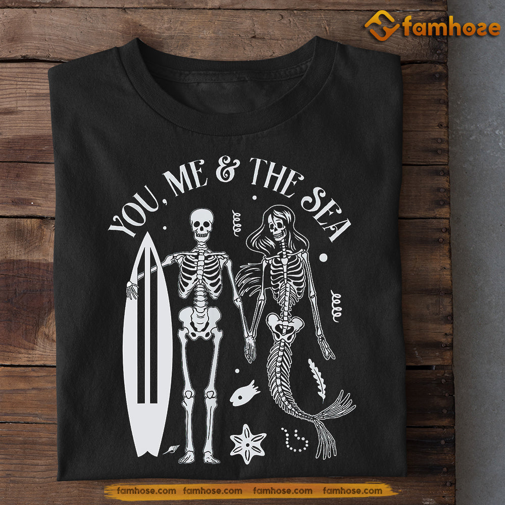 Funny Surfing Couple T-shirt, You Me And The Sea Tee Valentine's Day Gift For Surfing Lovers