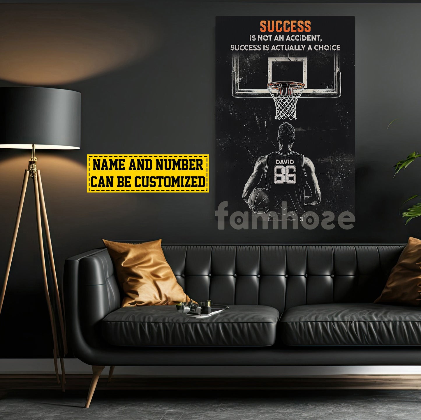 Motivational Personalized Basketball Boy Canvas Painting, Success Is Actually A Choice Sport Wall Art Decor, Poster Gift For Basketball Lovers
