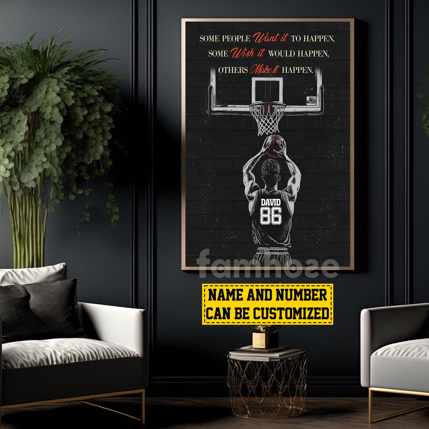 Motivational Personalized Basketball Boy Canvas Painting, Some People Want It Happen Sport Wall Art Decor, Poster Gift For Basketball Lovers