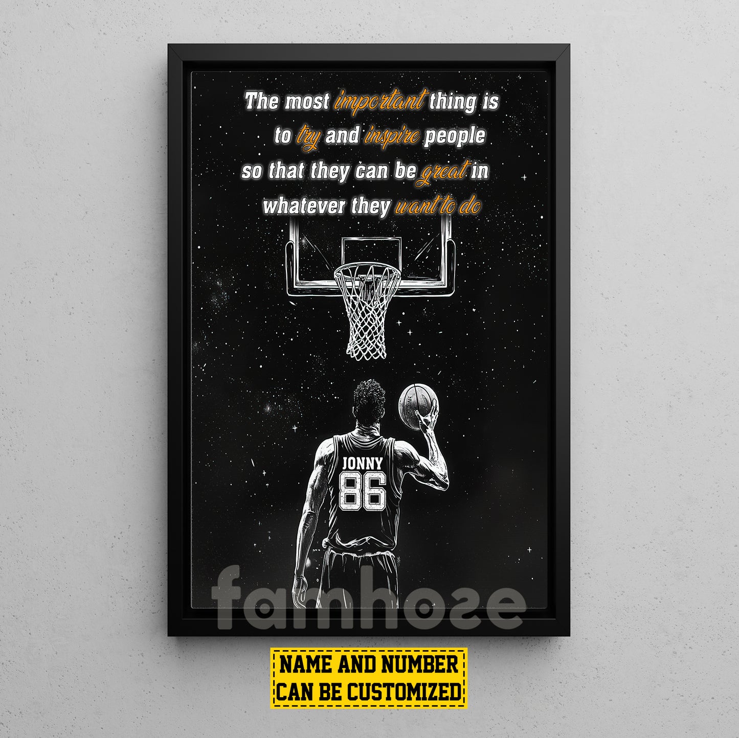 Motivational Personalized Basketball Boy Canvas Painting, The Most Important Thing Sport Wall Art Decor, Poster Gift For Basketball Lovers