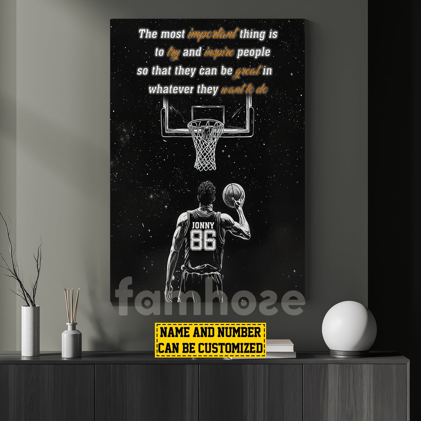 Motivational Personalized Basketball Boy Canvas Painting, The Most Important Thing Sport Wall Art Decor, Poster Gift For Basketball Lovers