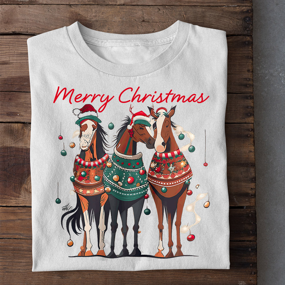 Horse Christmas T-shirt, Merry Christmas, Gift For Horse Lovers, Horse Tees, Equestrians