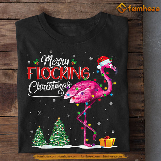 Flamingo Christmas T-shirt, Merry Flocking Christmas, Gift For Flamingo Lovers, Flamingo Tees