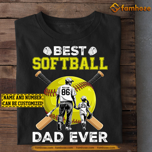 Personalized Softball Girl T-shirt, Best Softball Dad Ever, Father's Day Gift For Softball Lovers, Softball Players