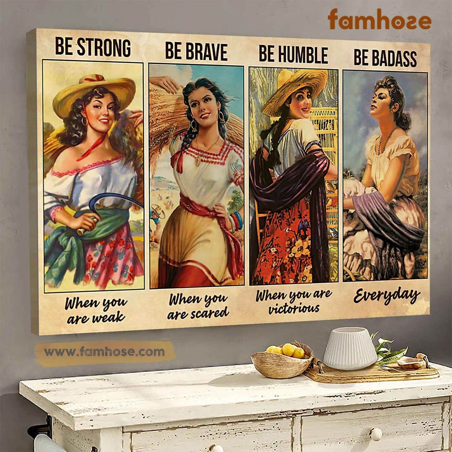 Cowgirl Poster & Canvas, Be Brave When You Are Scared Be Humble When You Are Victorious, Horse Canvas Wall Art, Poster Gift For Horse Lovers