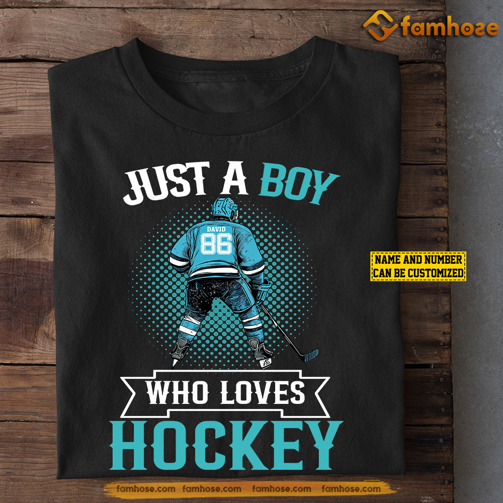 Cool Personalized Hockey Boy T-shirt, Just A Boy Who Loves Hockey Sport Tee Gift For Hockey Lovers