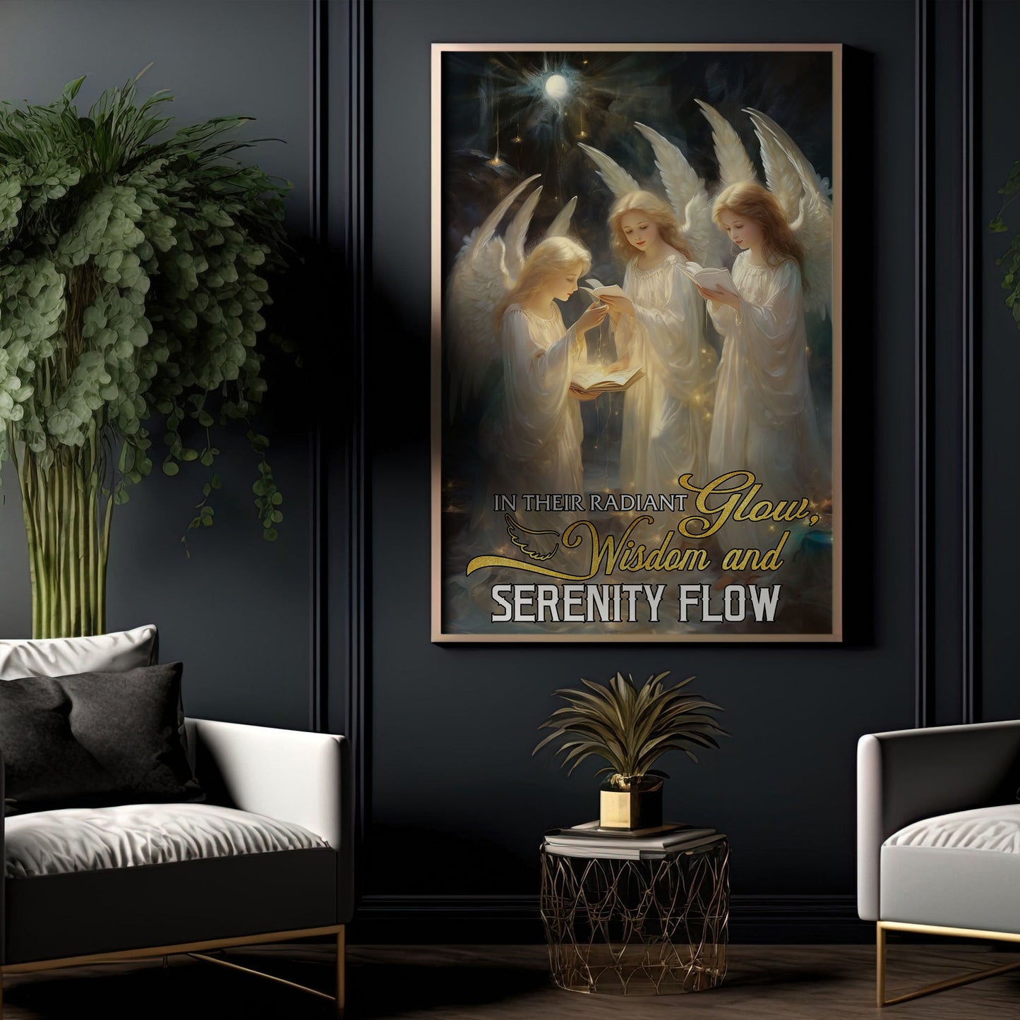 In Their Radiant Glow Wisdom Serenity Flow, Angel Christmas Canvas Painting, Wall Art Decor - Angel Poster Gift