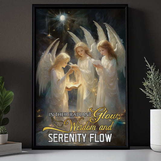 In Their Radiant Glow Wisdom Serenity Flow, Angel Christmas Canvas Painting, Wall Art Decor - Angel Poster Gift