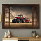 Tractor Poster & Canvas, Red Tractor In Farm, Tractor Canvas Wall Art, Poster Gift For Tractor Lovers