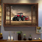 Tractor Poster & Canvas, Red Tractor In Farm, Tractor Canvas Wall Art, Poster Gift For Tractor Lovers