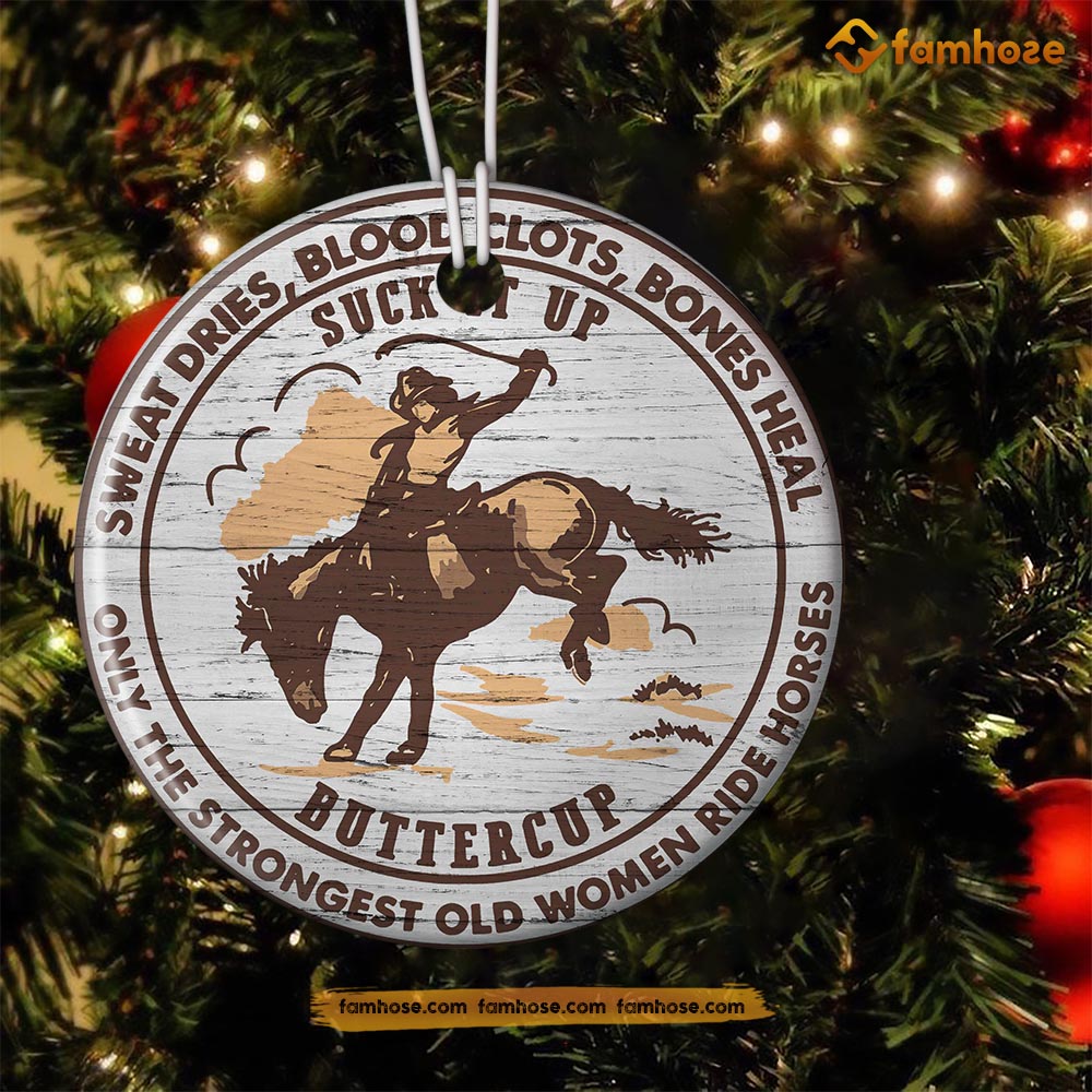 Christmas Bull Riding Ornament, Sweat Dries Bones Heals Only The Stron ...