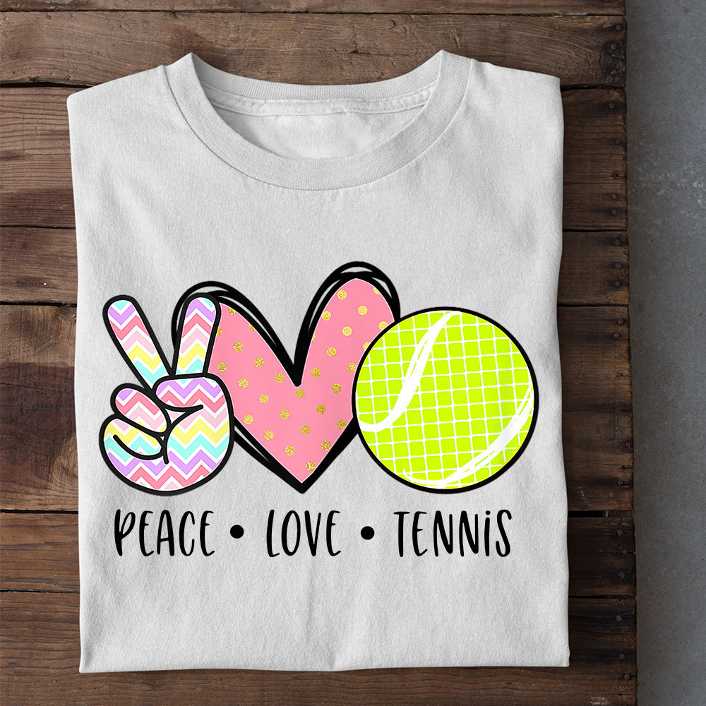 Cute Tennis T-shirt, Peace Love Tennis, Gift For Tennis Lovers, Tennis Players, Tennis Tees