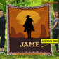 Personalized Cowboy Blanket, Horse Riding Sunset Afternoon Horse Fleece Blanket - Sherpa Blanket Gift For Rodeo Lover