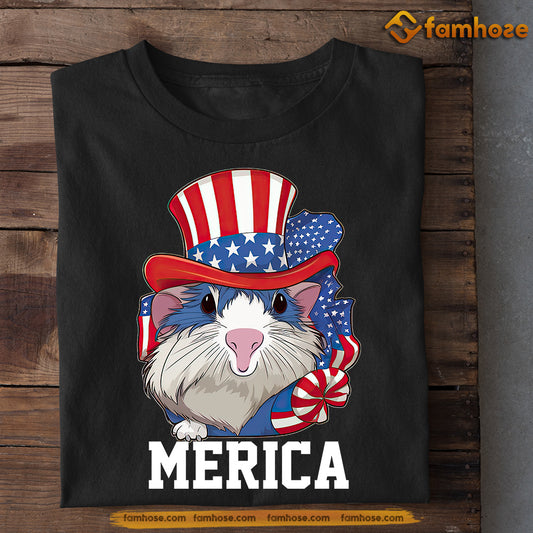 July 4th Guineapig T-shirt, Merica With Hat, Independence Day Gift For Guineapig Lovers, Guineapig Owners, Guineapig Patriotic Tees