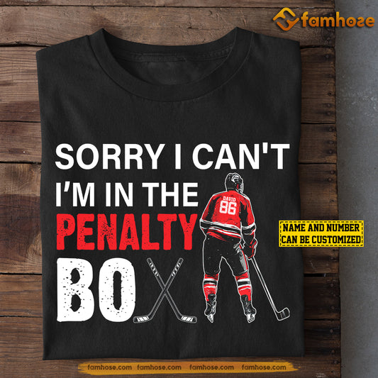 Cool Personalized Hockey T-shirt, I'm In The Penalty Box Sport Tee Gift For Hockey Lovers