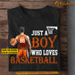 Cool Personalized Basketball Boy T-shirt, Just A Boy Who Loves Basketball Sport Tees Gift For Basketball Players, Basketball Lovers