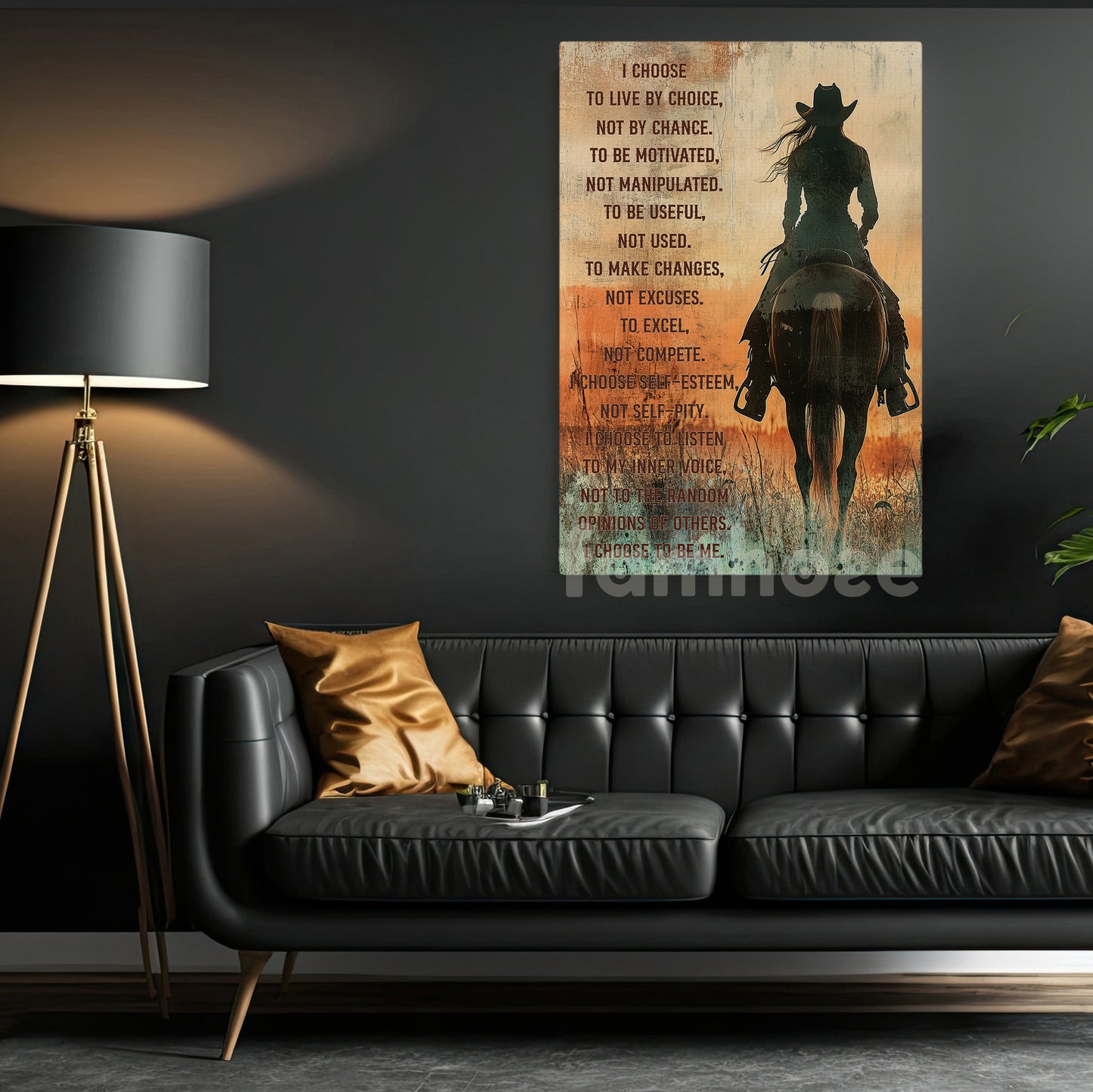 Cowgirl Canvas Painting, I Choose To Live By Choice, Rodeo Wall Art Decor, Poster Gift For Horse Lovers