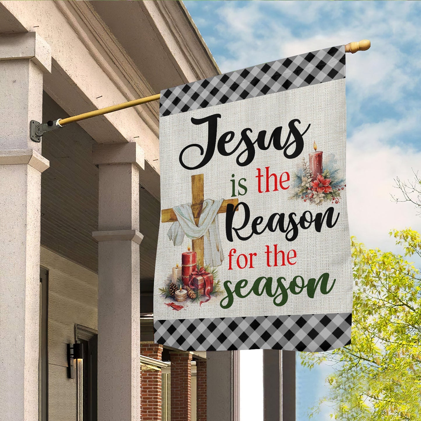 Jesus Is The Reason For The Season, Christmas Garden Flag - House Flag, Jesus Christians Flag Gift