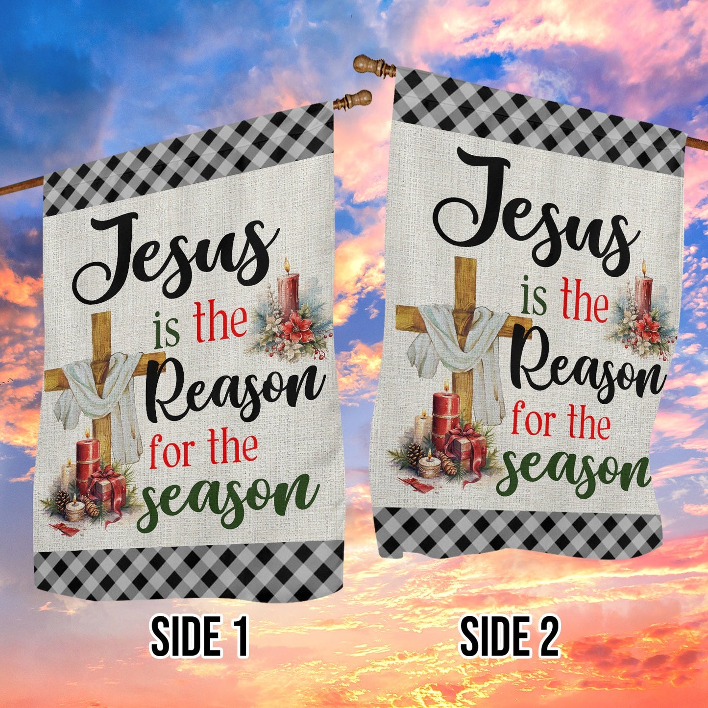 Jesus Is The Reason For The Season, Christmas Garden Flag - House Flag, Jesus Christians Flag Gift