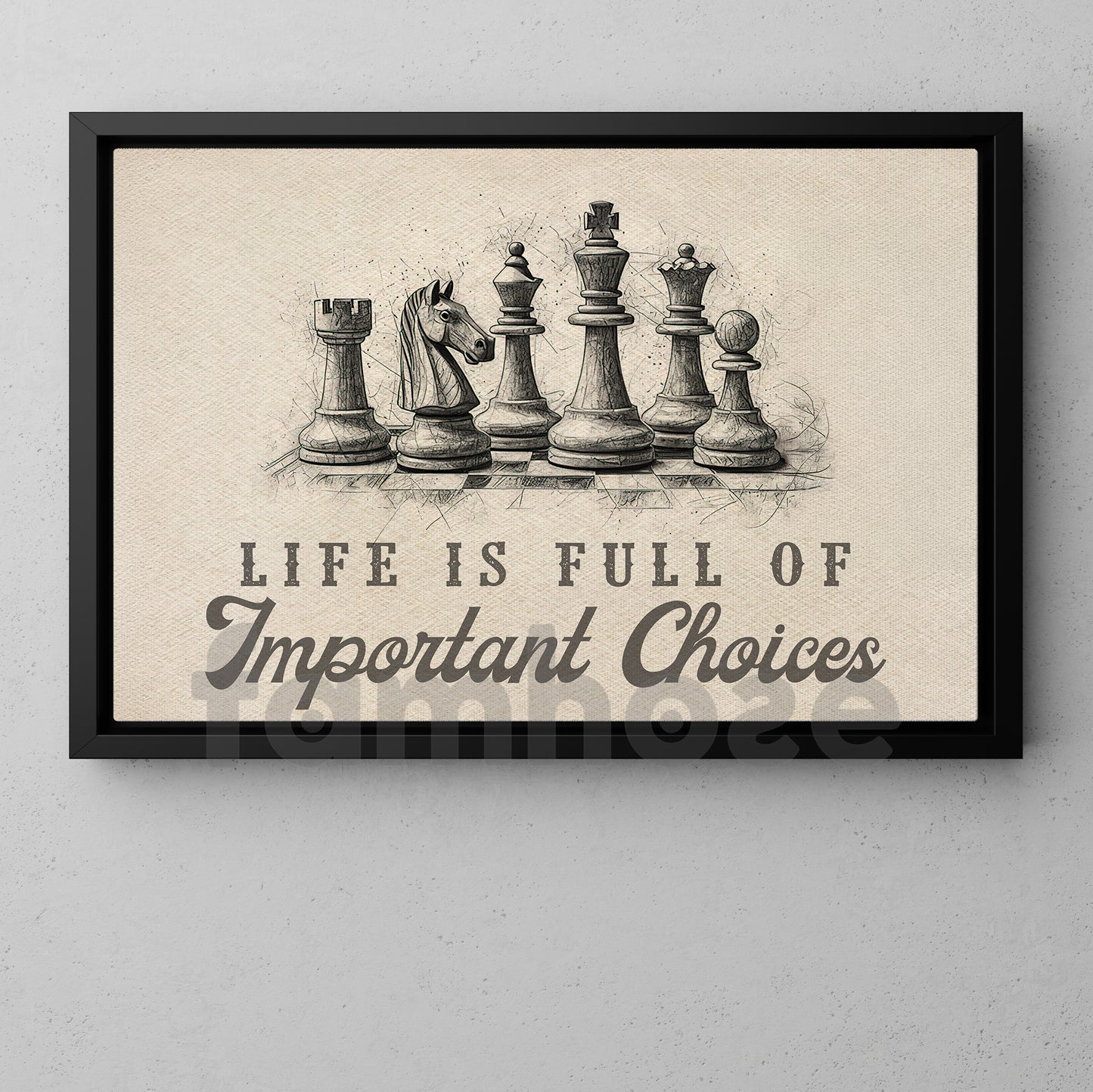 A Chess-Inspired Canvas Painting, Life Is Full Of Important Choices, Motivational Wall Art Decor, Poster Gift for Decoring Office, Living Room, or Workspace