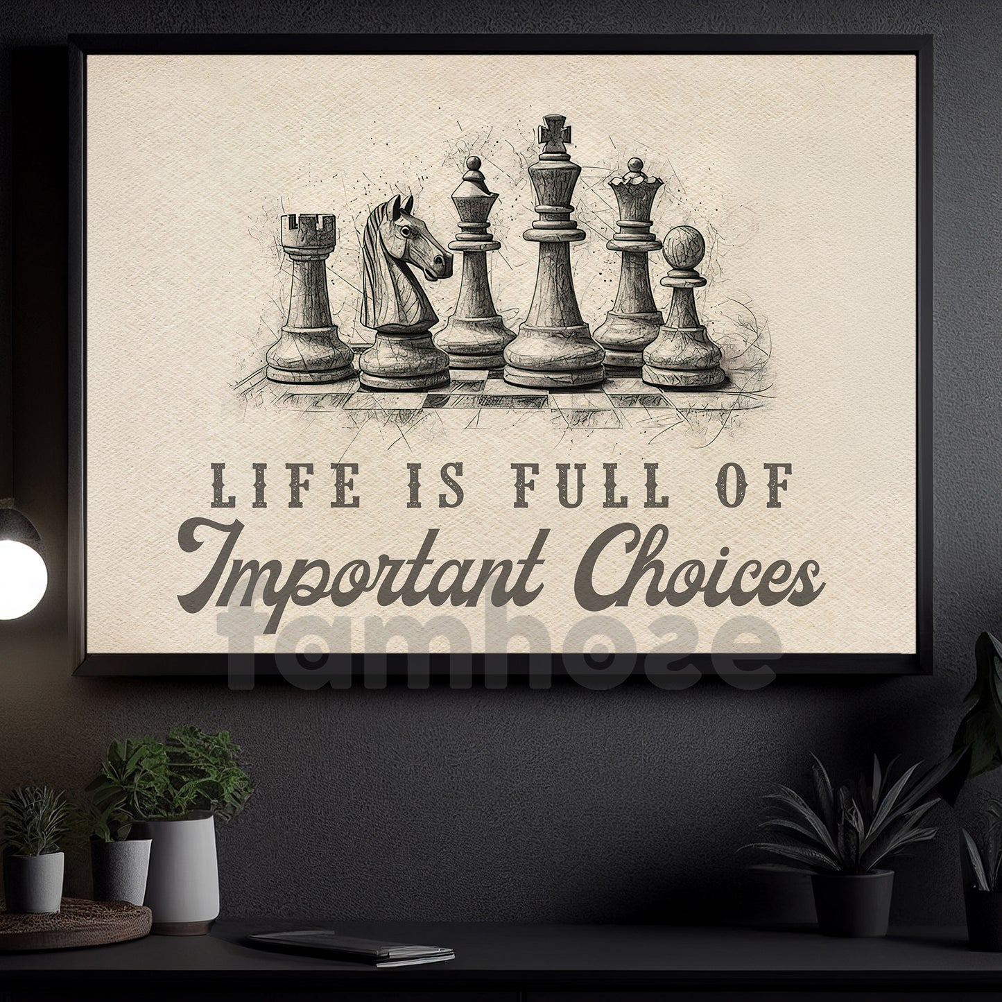 A Chess-Inspired Canvas Painting, Life Is Full Of Important Choices, Motivational Wall Art Decor, Poster Gift for Decoring Office, Living Room, or Workspace